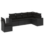 vidaXL Salon de jardin 6 Pièces avec coussins noir résine tressée