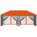 vidaXL Gazebo avec murs latéraux 6 x 3 m Orange Polyester et Acier