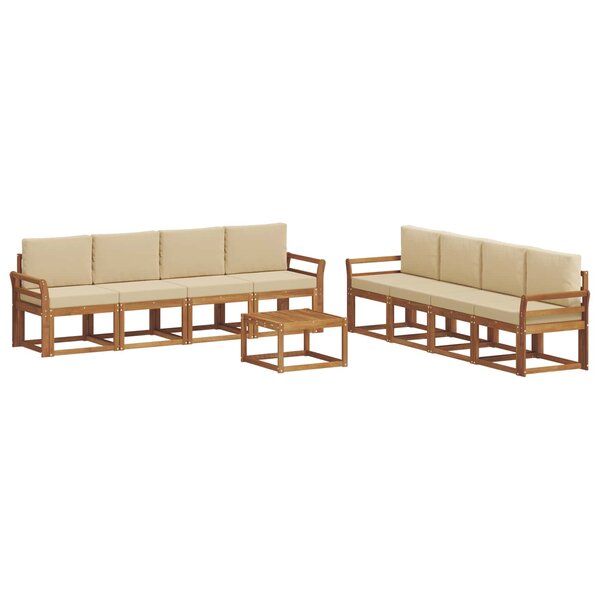 vidaXL Ensemble de canapés d'extérieur 9 Pièces Naturel et Beige