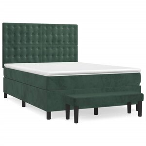 vidaXL Sommier à lattes de lit et matelas Vert foncé 140x190cm Velours