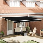 vidaXL Auvent Rétractable Manuel Noir 450x300 cm
