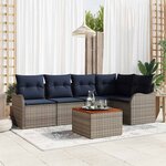 vidaXL Ensemble de canapé de jardin avec coussin 6 Pièces Gris polyrotin