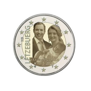 Pièce de monnaie 2 euro commémorative Luxembourg 2020 – Naissance du prince Charles (effet photographie)