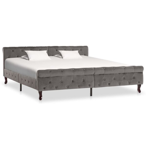 vidaXL Cadre de lit Gris Velours 180x200 cm