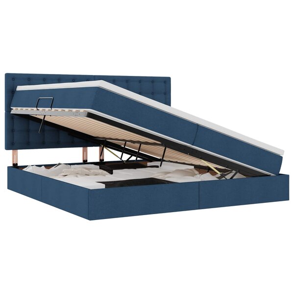 vidaXL Lit avec rangement et matelas Bleu 200 x 200 cm Polyester
