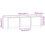 vidaXL Meuble TV avec LED chêne fumé 140x34x40 cm bois d'ingénierie