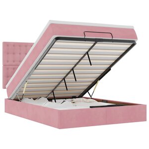 VidaXL Cadre de lit ottoman avec matelas rose 140x200 cm velours