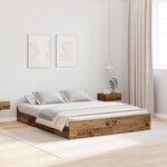 vidaXL Cadre de lit avec rangement Bois ancien 140 x 190 cm Melamine