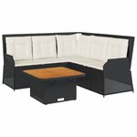 vidaXL Salon de jardin 4 Pièces avec coussins Noir Résine tressée