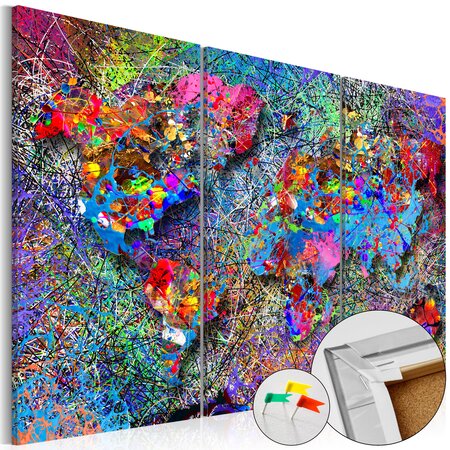 Tableau en liège - colourful whirl [cork map] l x h en cm 120x80