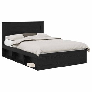 vidaXL Cadre de lit avec stockage Noir 160 x 200 cm Bois de pin massif