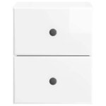 vidaXL Cabinet de chevet mural 2 Pièces Blanc brillant 34 5 x 33 x 40 cm