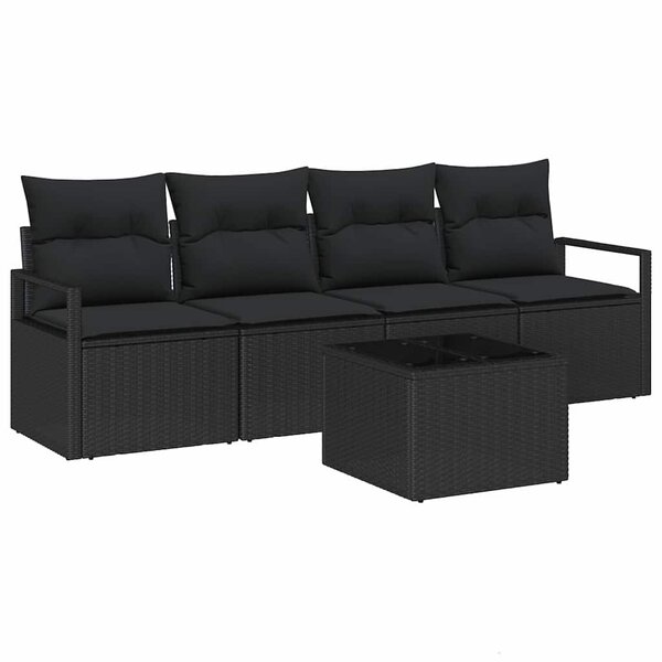 vidaXL Ensemble de canapé de jardin 5 Pièces Noir 55 x 55 x 37 cm