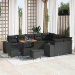 vidaXL Ensemble de canapé de jardin 12 Pièces Noir polyrotin