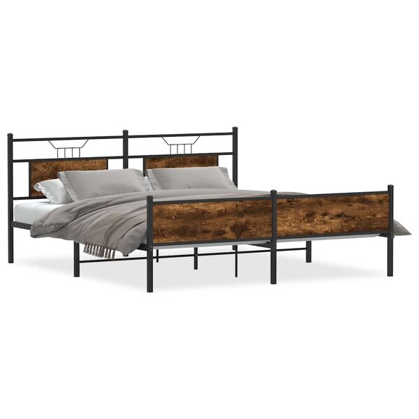 vidaXL Cadre de lit en métal sans matelas chêne fumé 183x213 cm