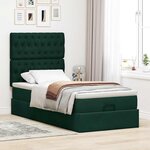 vidaXL Cadre de lit ottoman avec matelas vert foncé 100x200 cm velours