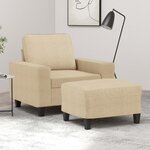 vidaXL Fauteuil avec repose-pied Crème 60 cm Tissu