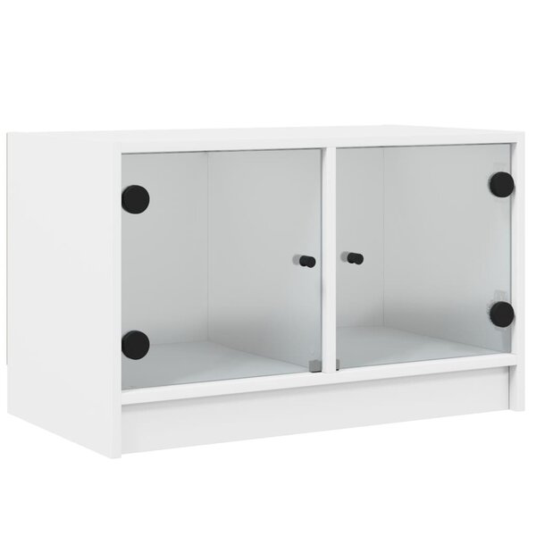 vidaXL Meuble TV avec portes en verre blanc 68x37x42 cm