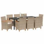 vidaXL Ensemble de salle à manger pour jardin 9 Pièces Beige polyrotin