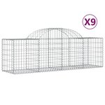 vidaXL Paniers à gabions arqués 9 Pièces 200x50x60/80 cm Fer galvanisé