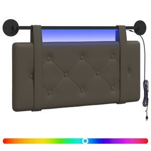 vidaXL Tête de lit suspendue Avec lumière LED Gris Simili cuir