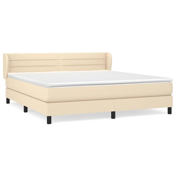 vidaXL Sommier à lattes de lit avec matelas Crème 160x200 cm Tissu