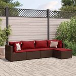 vidaXL Salon de jardin 5 Pièces avec coussins Marron Résine tressée