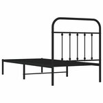 vidaXL Cadre de lit métal sans matelas avec tête de lit noir 90x190 cm