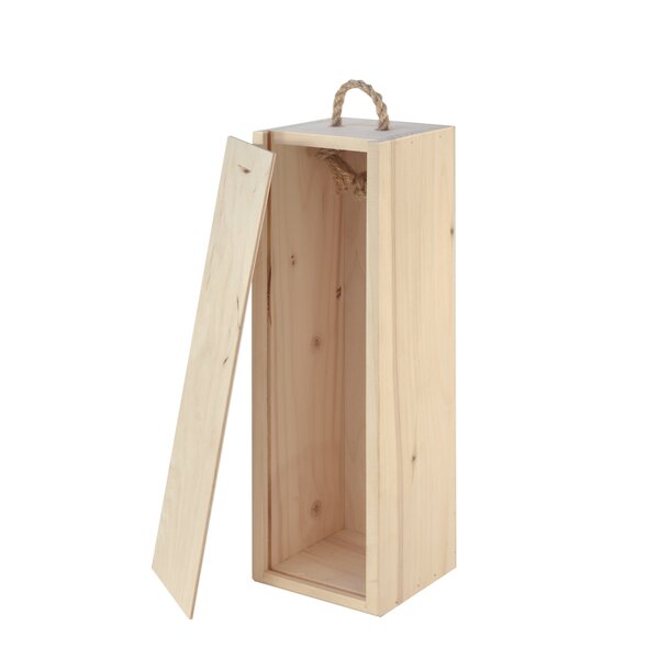 Boîte coffret bois 1 bouteille couvercle coulissant 34 x 9 x 11 cm