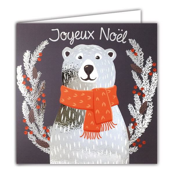 Carte Joyeux Noël avec Enveloppe Blanche 15x15cm