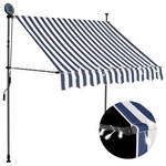 vidaXL Auvent manuel rétractable avec LED 200 cm Bleu et blanc
