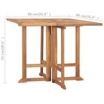 vidaXL Table à dîner pliable de jardin Ø90x75 cm Bois de teck solide