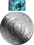 Monnaie RHINO Cyberpunk 1/1000 Oz Palladium 12$ Liberia 2026 (PRÉCOMMANDE)
