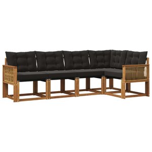 vidaXL Ensemble de canapés d'extérieur 5 pc Naturel et noir