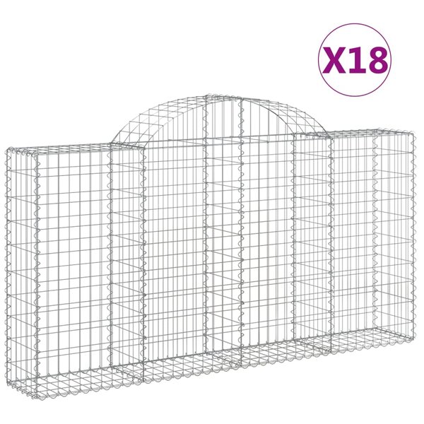vidaXL Paniers à gabions arqués 18 Pièces 200x30x100/120 cm Fer galvanisé