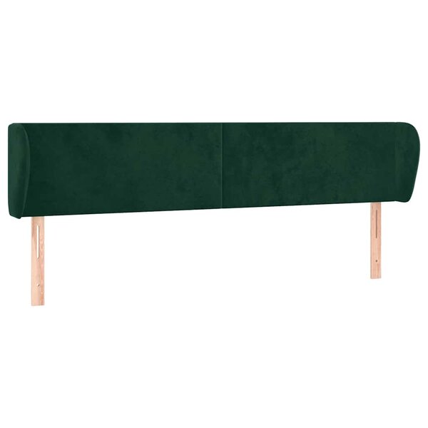 vidaXL Tête de lit avec oreilles Vert foncé 163x23x78/88 cm Velours