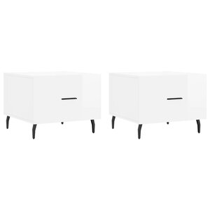 vidaXL Tables basses 2 Pièces blanc brillant 50x50x40cm bois d'ingénierie