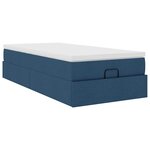 vidaXL Cadre de lit ottoman avec matelas bleu 90x200 cm tissu