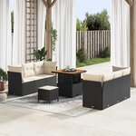 vidaXL Ensemble de canapé de jardin 9 Pièces Noir polyrotin