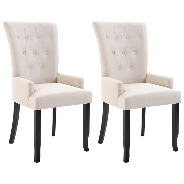 vidaXL Chaises à manger avec accoudoirs lot de 2 beige tissu