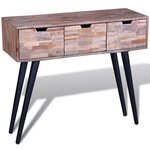 vidaXL Table console avec 3 tiroirs Bois de teck recyclé