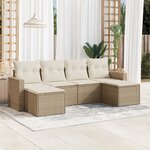 vidaXL Salon de jardin avec coussins 6 Pièces beige résine tressée