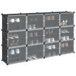vidaXL Cubes de rangement 12 Pièces avec portes noir PP