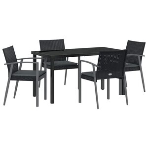 vidaXL Ensemble de salle à manger pour jardin 5 Pièces Noir et gris