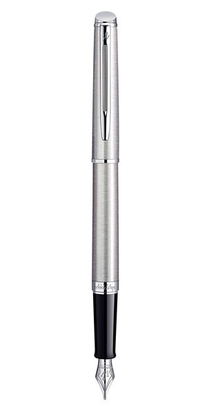 Waterman hemisphere stylo plume  acier inoxydable  plume moyenne  encre bleue  coffret cadeau