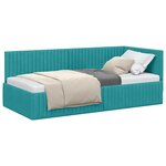 vidaXL Cadre de lit d'angle Turquoise 90 cm x 200 cm tissu