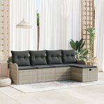 Set de canapé de jardin vidaXL à 5 pièces avec coussins gris clair en poly rattan