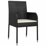vidaXL Ensemble à dîner de jardin et coussins 7Pièces Noir Résine tressée