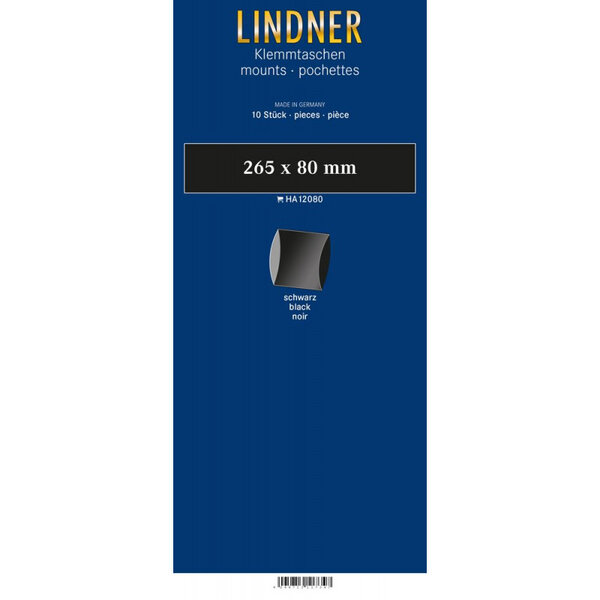 Bandes double soudure 265 x 80 mm pour blocs  carnets de timbres. Fond - Noir