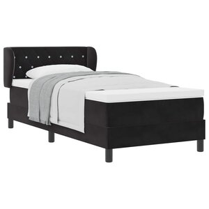 vidaXL Lit à ressorts avec matelas Noir 90 x 190 cm Velours